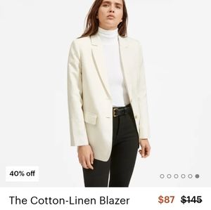 Everlane Cotton Linen Blazer in Bone -Size…